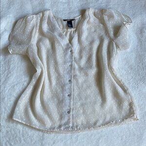 H&M Cream Sheer Button-Up Blouse